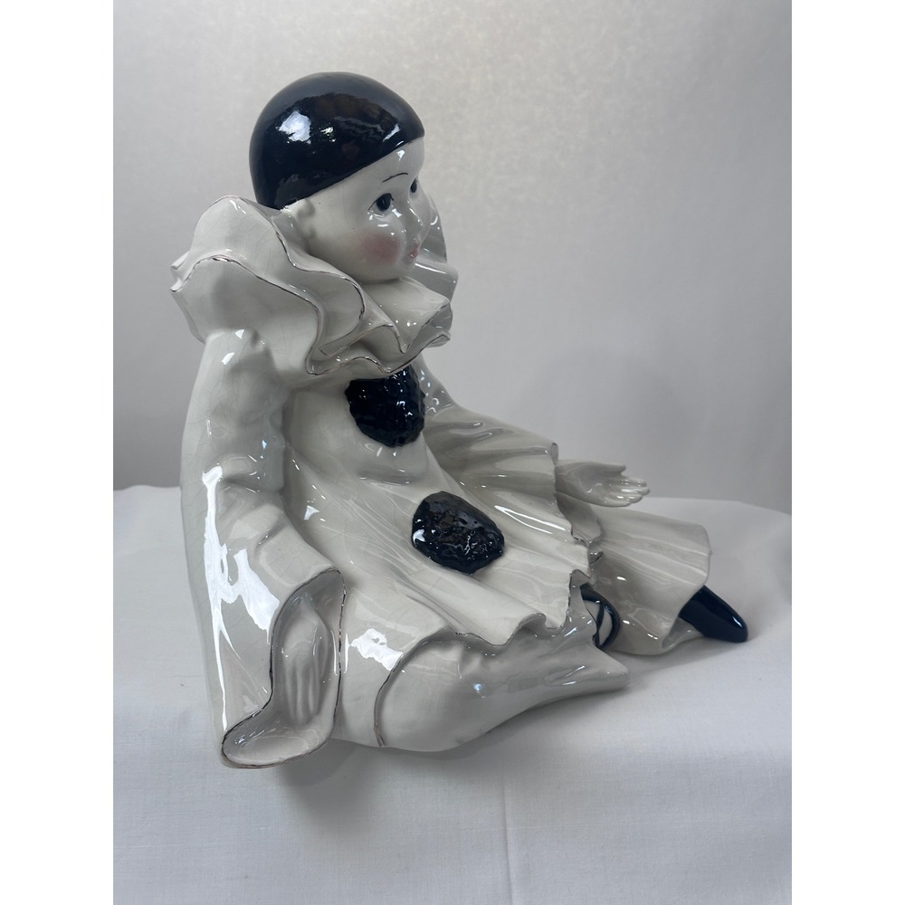 Large Vintage Pierrot Ceramic Statue 9 Inch High Decorative Figurine‎